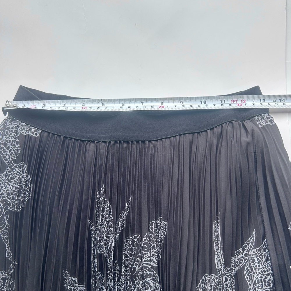 Parachute Black Pleated Midi Skirt with Silver Floral Print - Picture 5 of 6